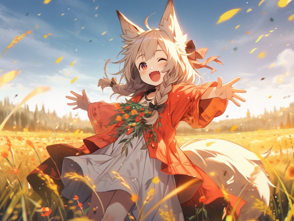 A Kitsune Dancing With the Wind