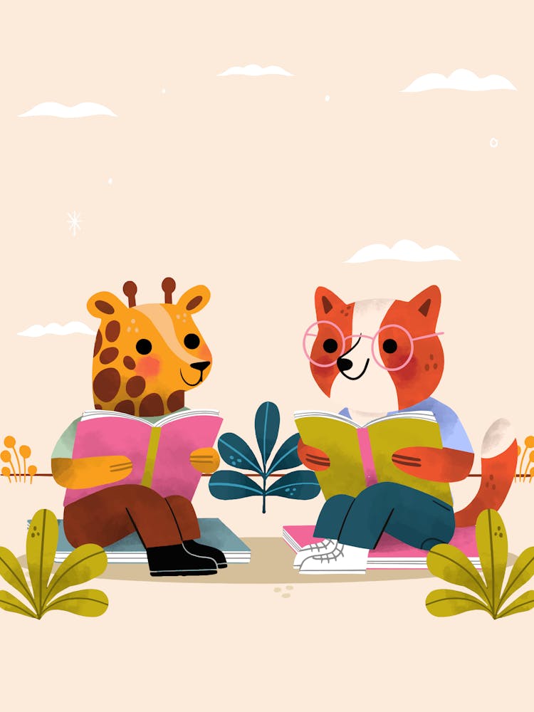 Giraffe And Fox Reading 1