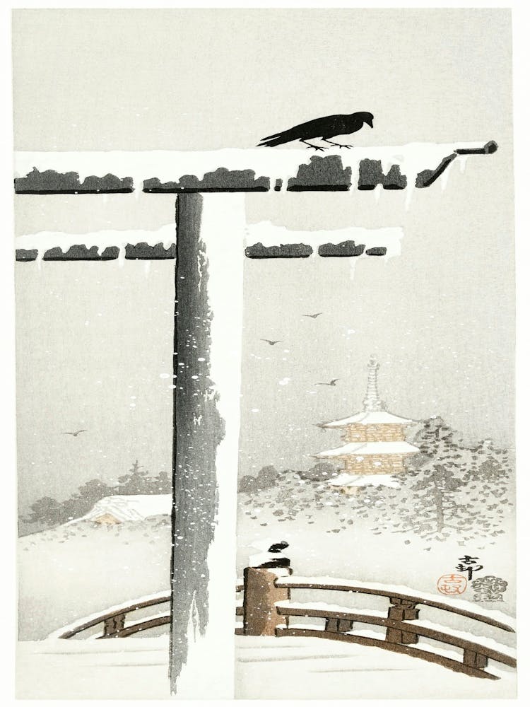 Torii In The Snow (1900 1910), Ohara Koson