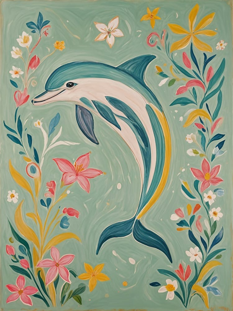 Dolphin And Flowers