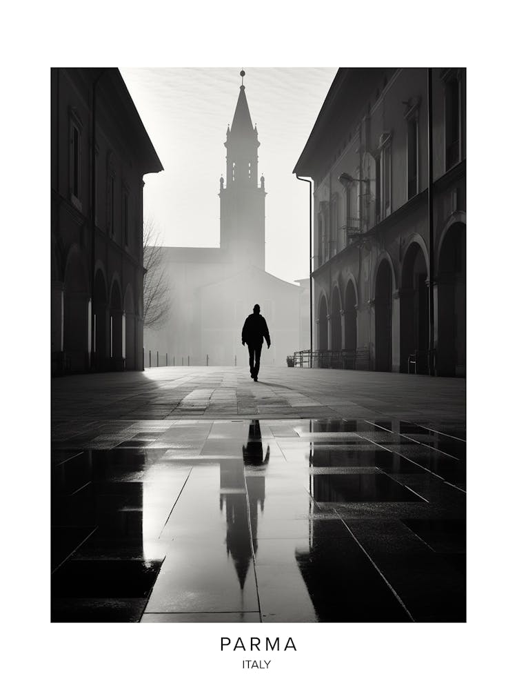 Poster Of Parma, Italy, Black And White Analogue Photography 2
