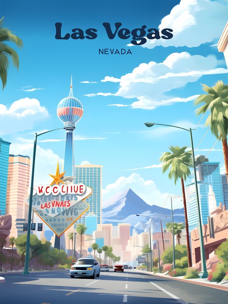 Las Vegas Nevada Streetview Modern Travel Art