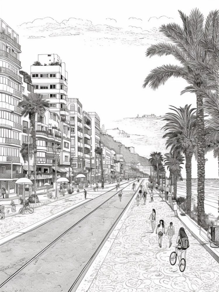 View Of Rio De Janeiro, Brazil Line Art Black And White 3