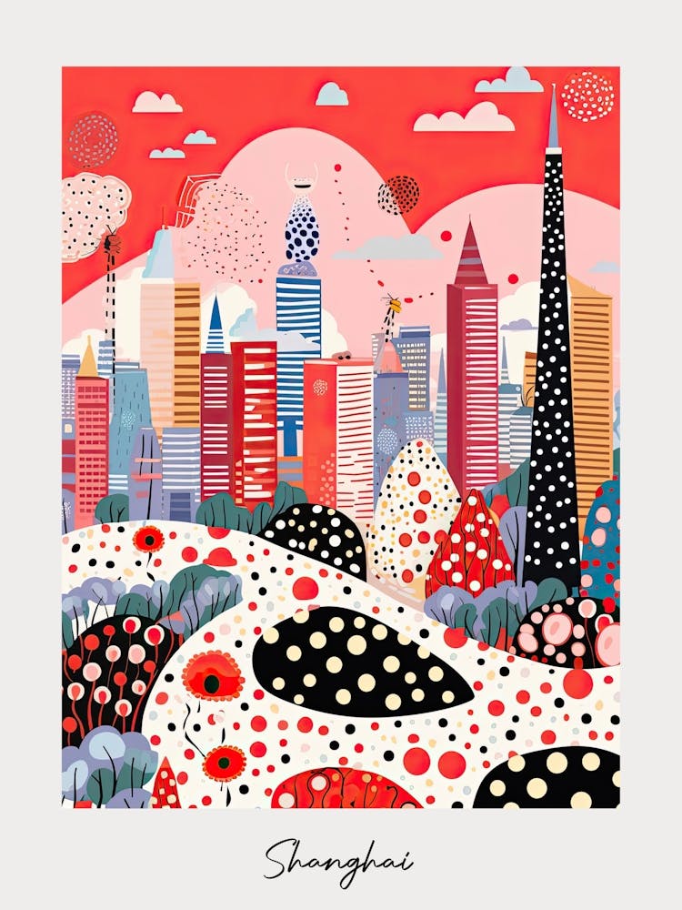 Poster Of Shanghai, Illustration In The Style Of Pop Art 2