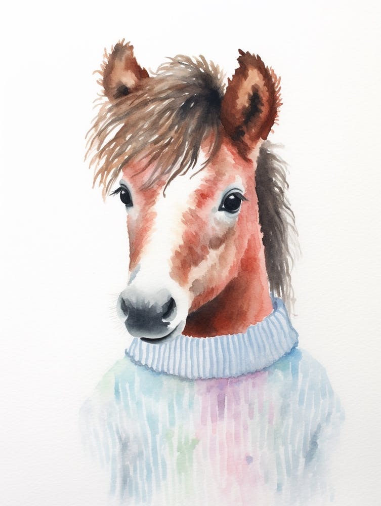 Baby Animal Watercolour Horse