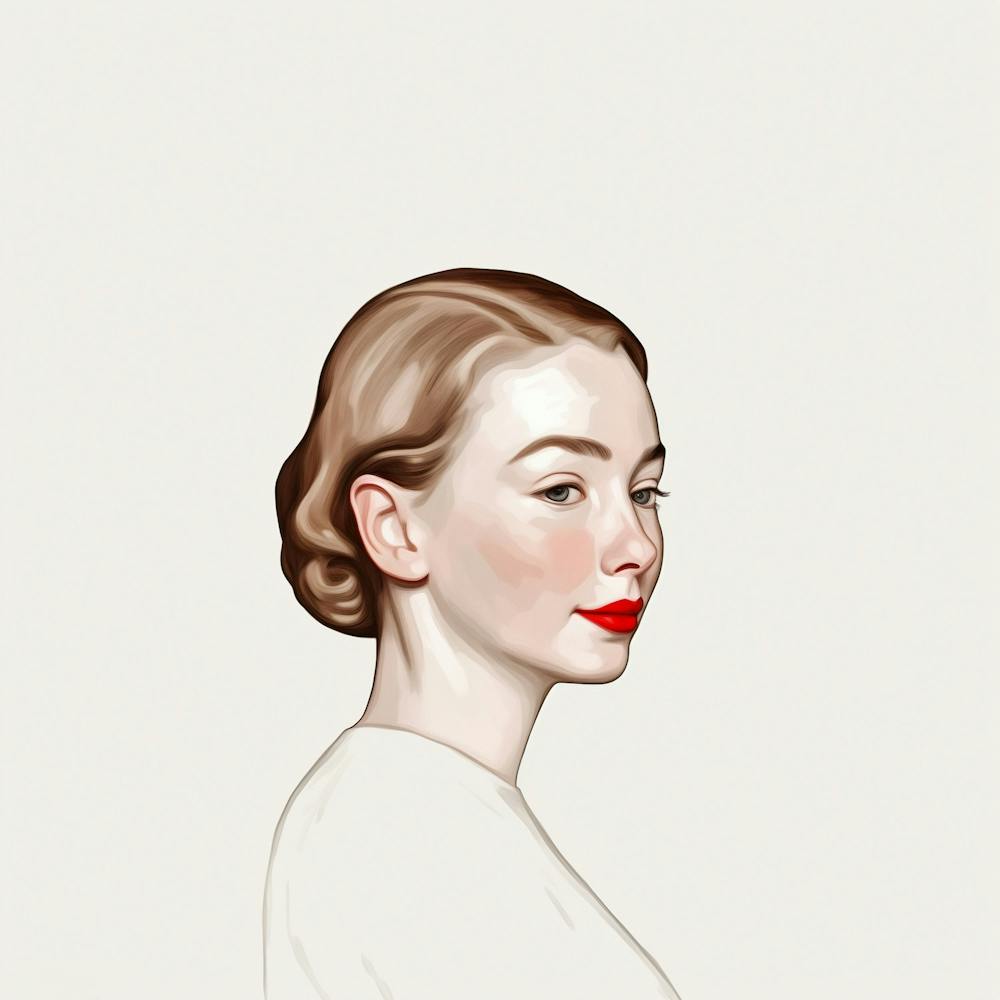 beige Portrait Frau minimalistisch Malerei