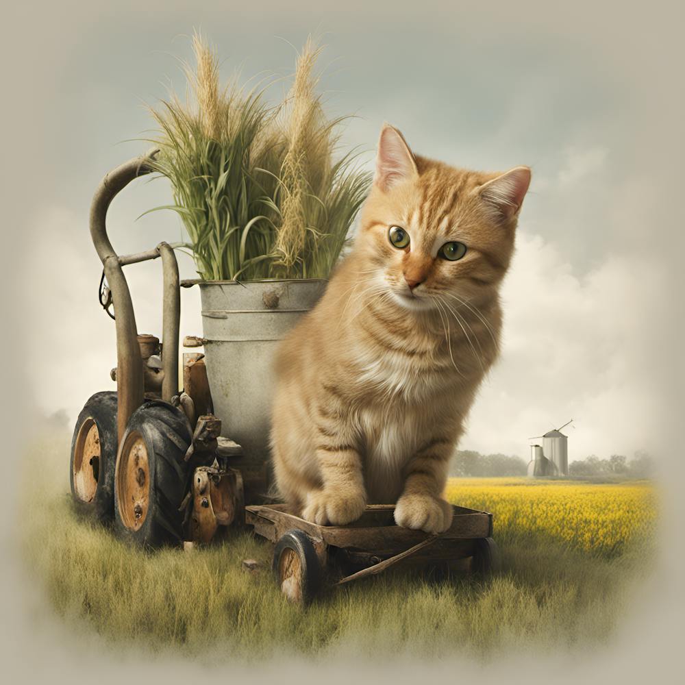 Katze im Traktor