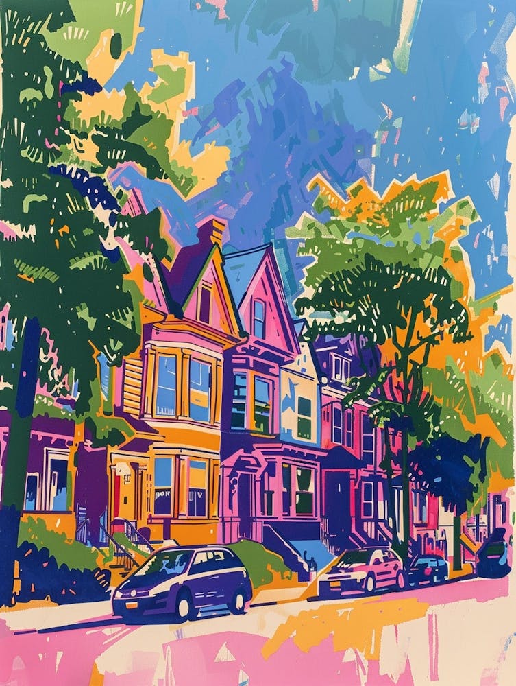 Sunnyside New York Colourful Silkscreen Illustration 4