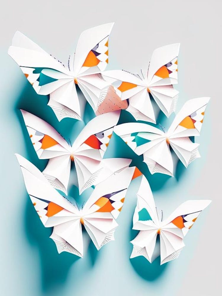 Motif Répétitif de Papillons Style Origami 1