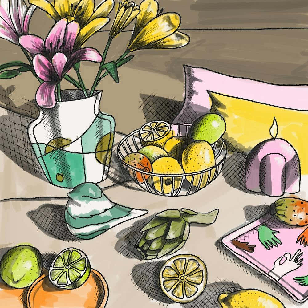 Lemons And Lilies Still Life