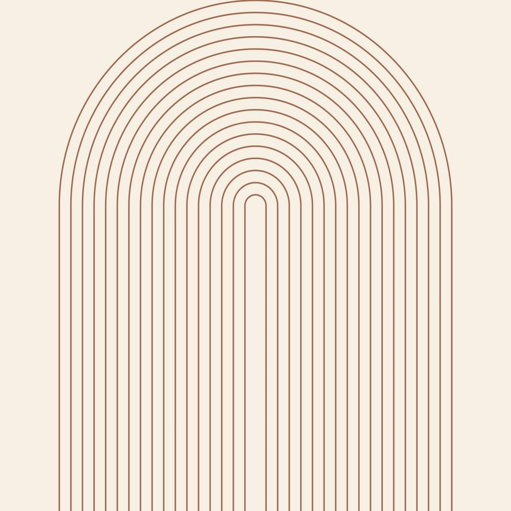 Boho Mid Century Modern Vintage Line Rainbow Arch 5 Square