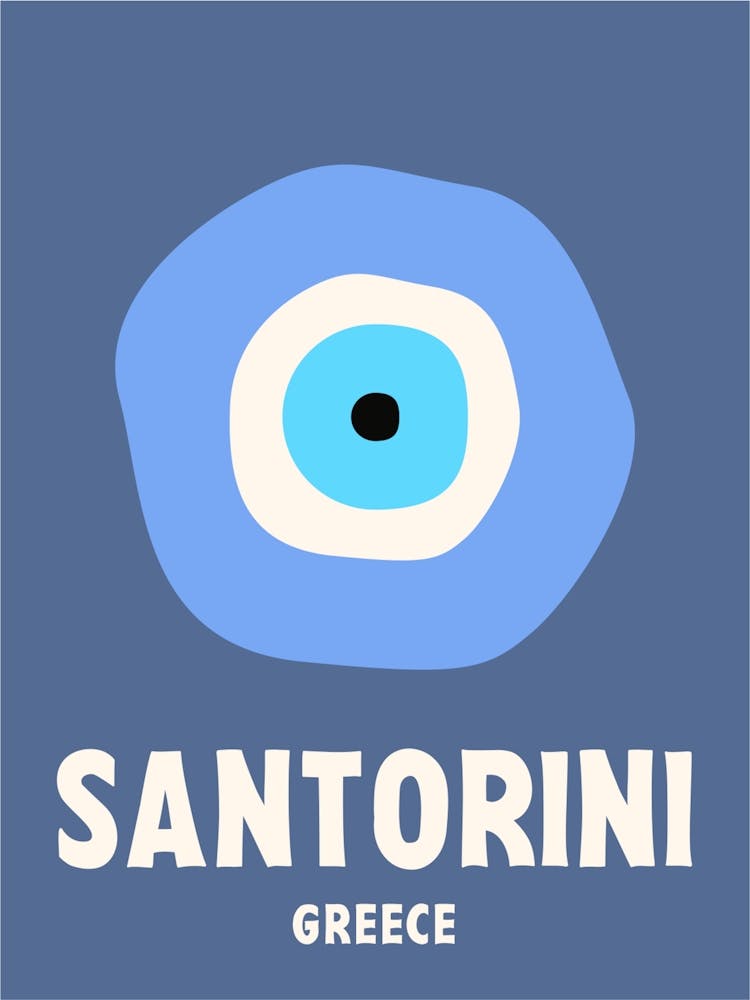 Santorini, Greece, Graphic Style Poster 1