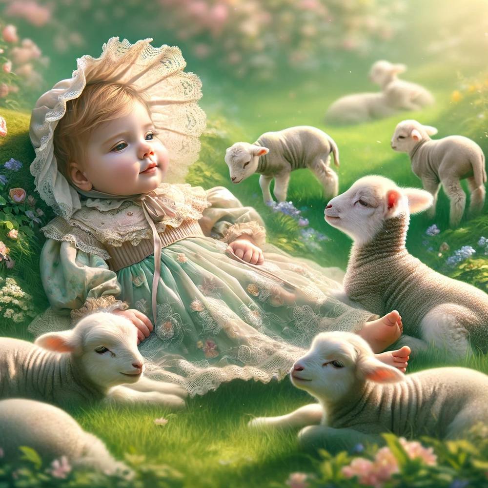 Little Lambs and a girl