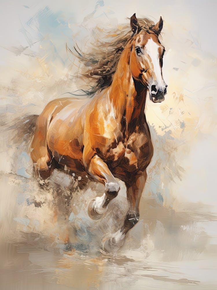A Horse Painting In The Style Of Impressionistic Brushwork 2