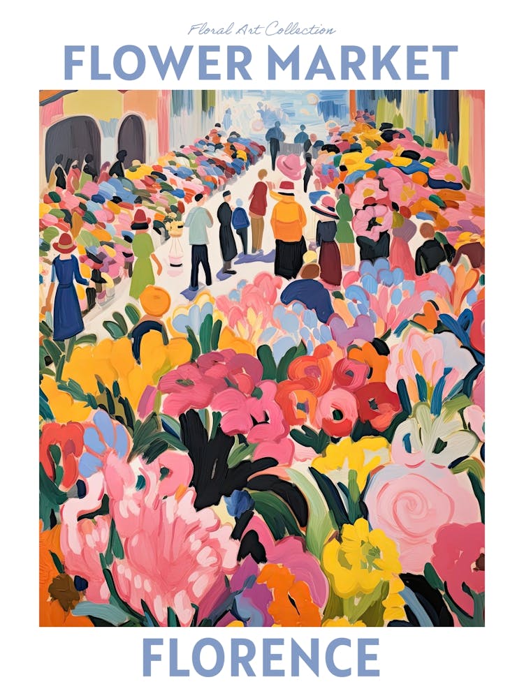 Florence Italy Flower Market Floral Travel Print Plant Art Modern Style