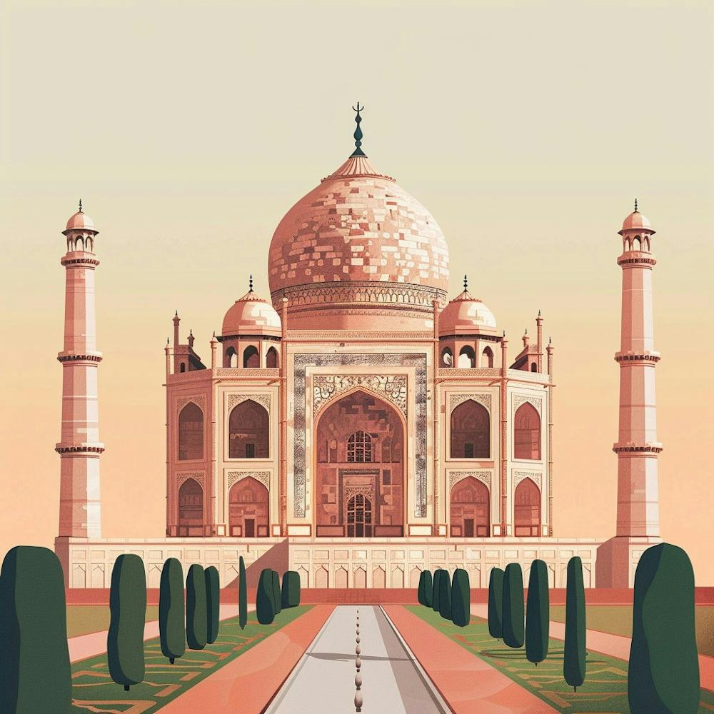 A Taj Mahal In Agra Minimal Illustration 1719953609 3