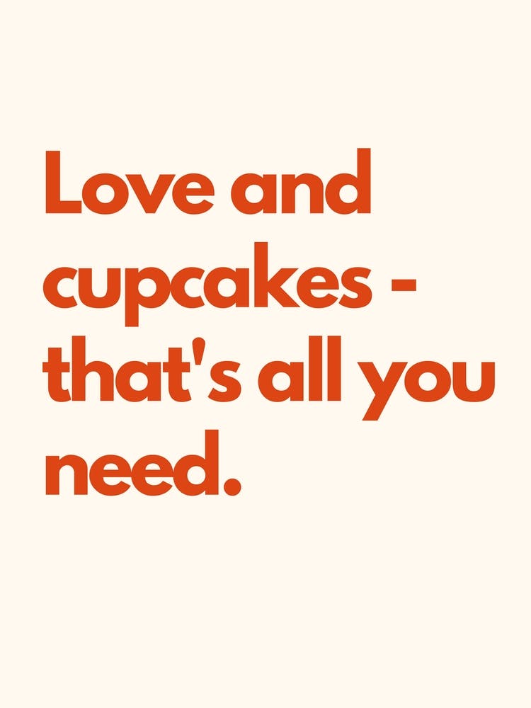 Liebe Und Cupcakes Küchen-Typografie Creme Rot