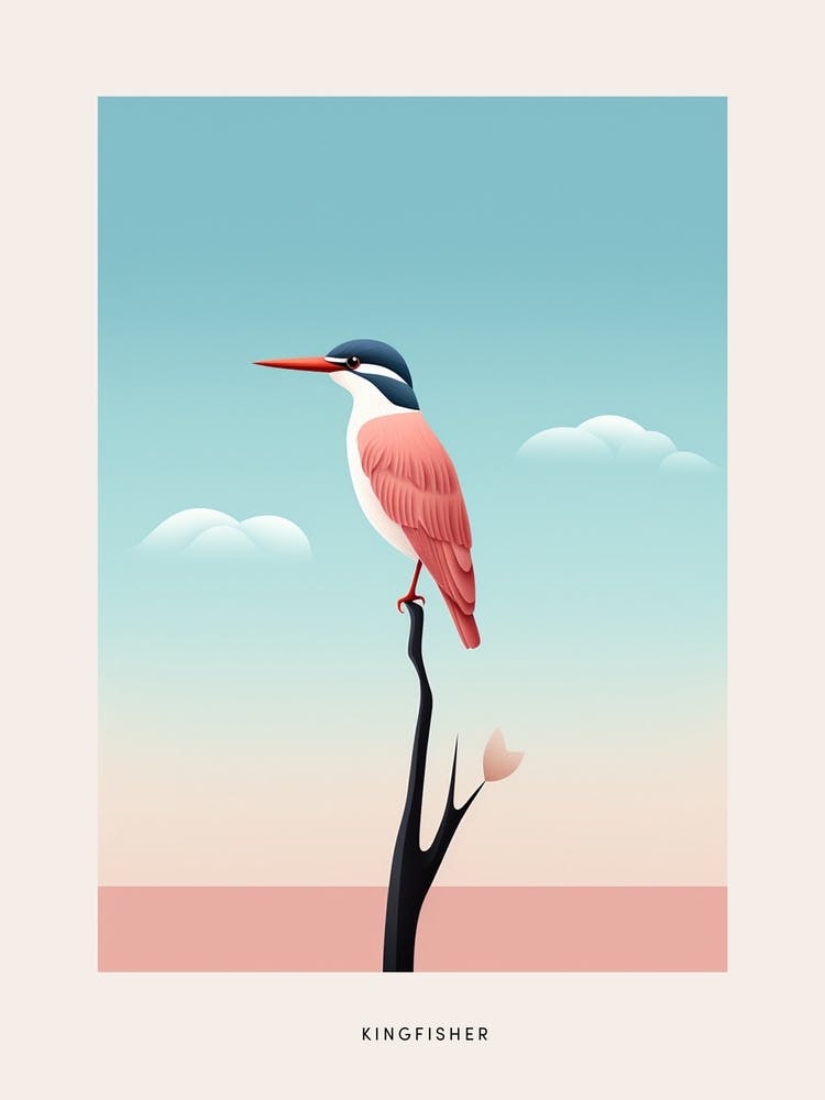 Minimalist Kingfisher 2 Bird Poster