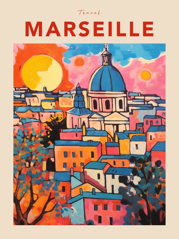 Marseille France Fauvist Travel Poster