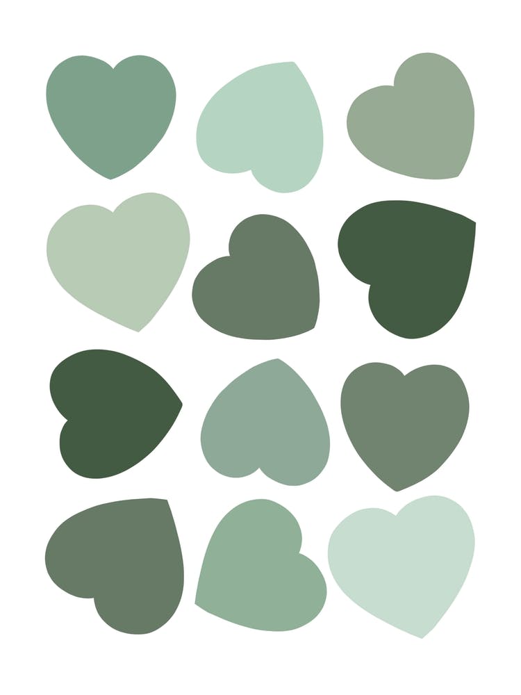 Green Hearts Preppy Pattern