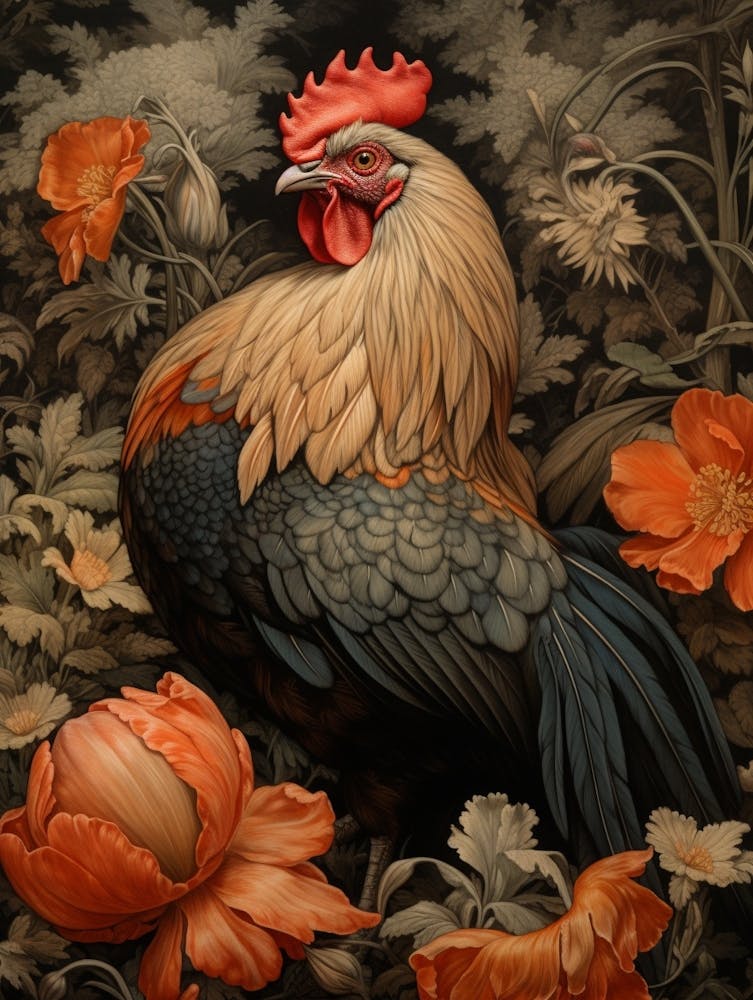 Dark And Moody Botanical Rooster 3