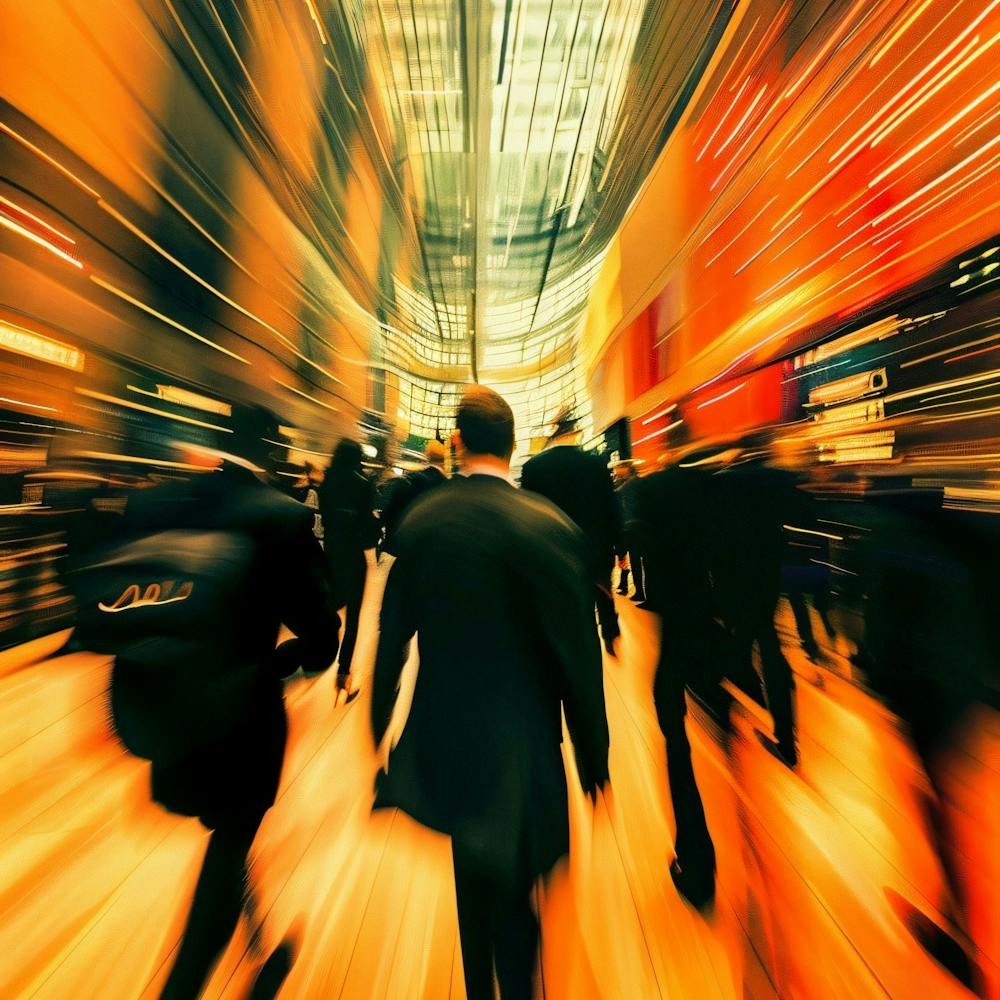 Blurred People Walking In The City