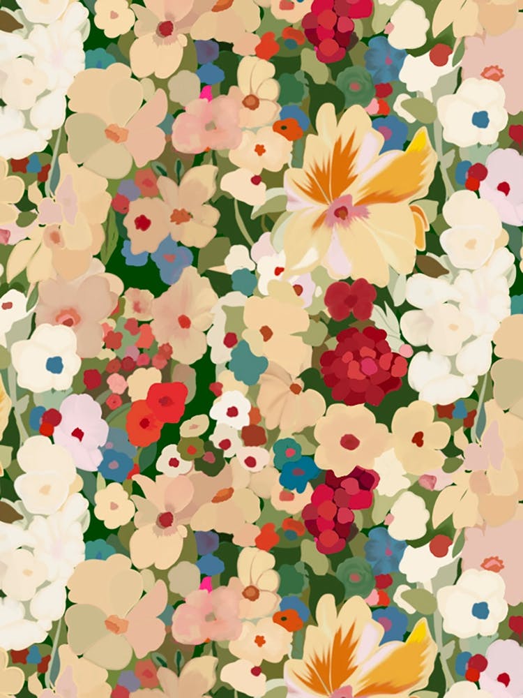 Floral Pattern dark Green 