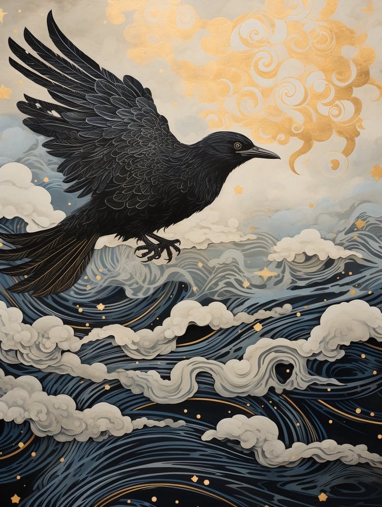 Raven 2 Gold Detail Painting