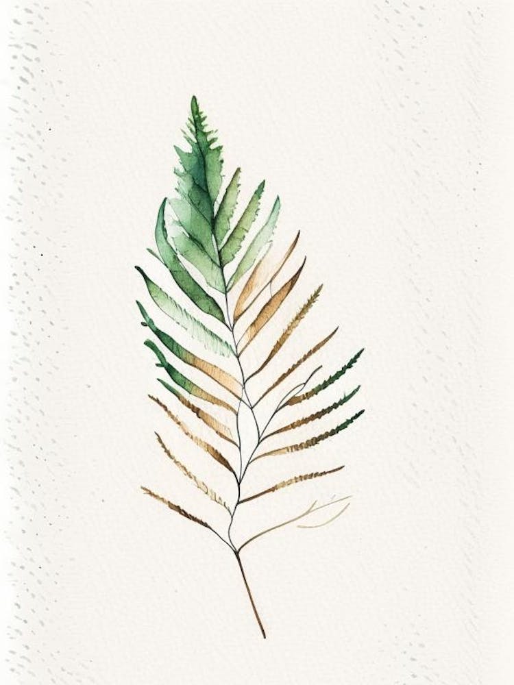 Cedar Leaf Minimalist Watercolour 2