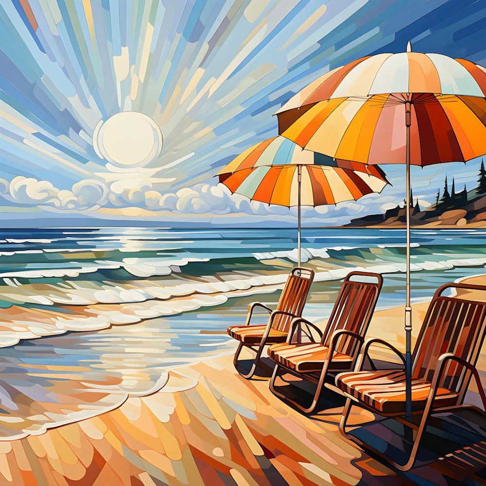 Beach Chairs And Umbrellas