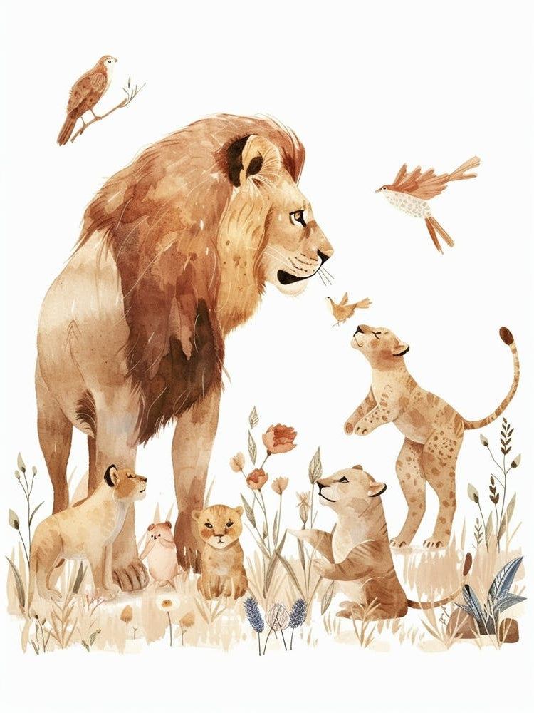 African Lion Interaction With Other Wildlife Clipart 3