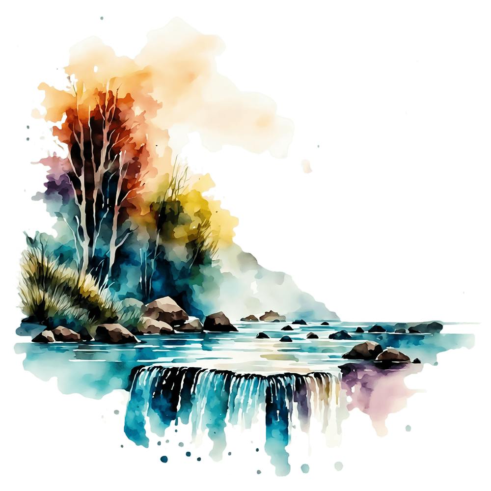 Aquarell-Wasserfall 1