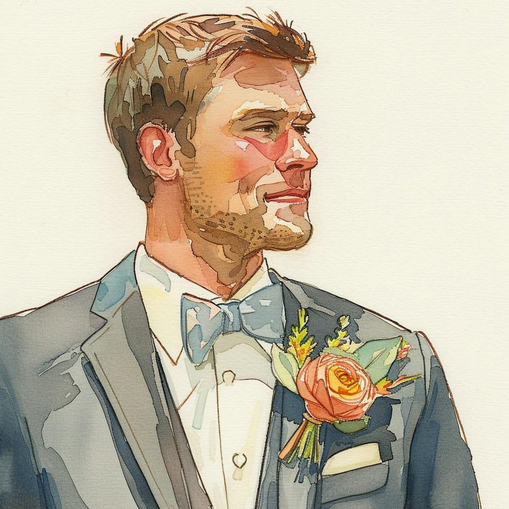 Watercolor Grooms Boutonniere 17