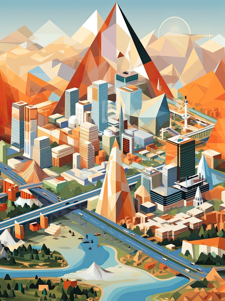 Beijing, China, Geometric Illustration 3