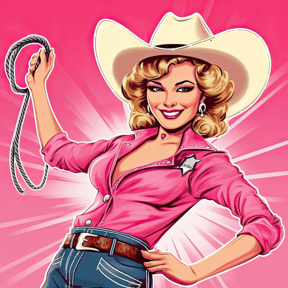Happy Cowgirl Pink Illustration 5