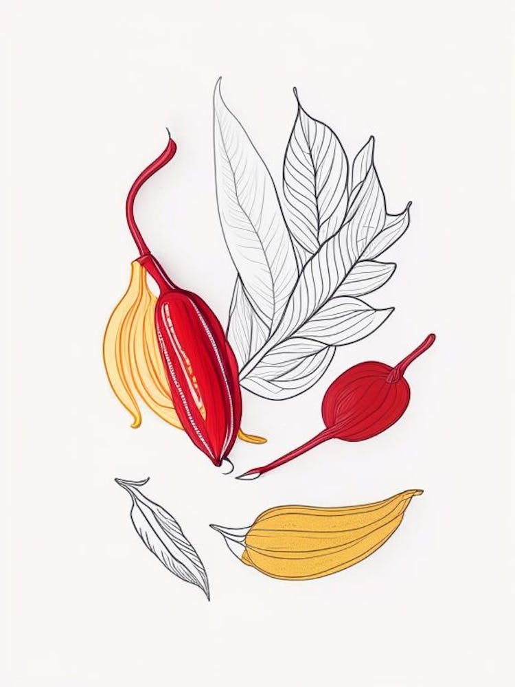 Cayenne Pepper Spices And Herbs Minimal Line Drawing 3