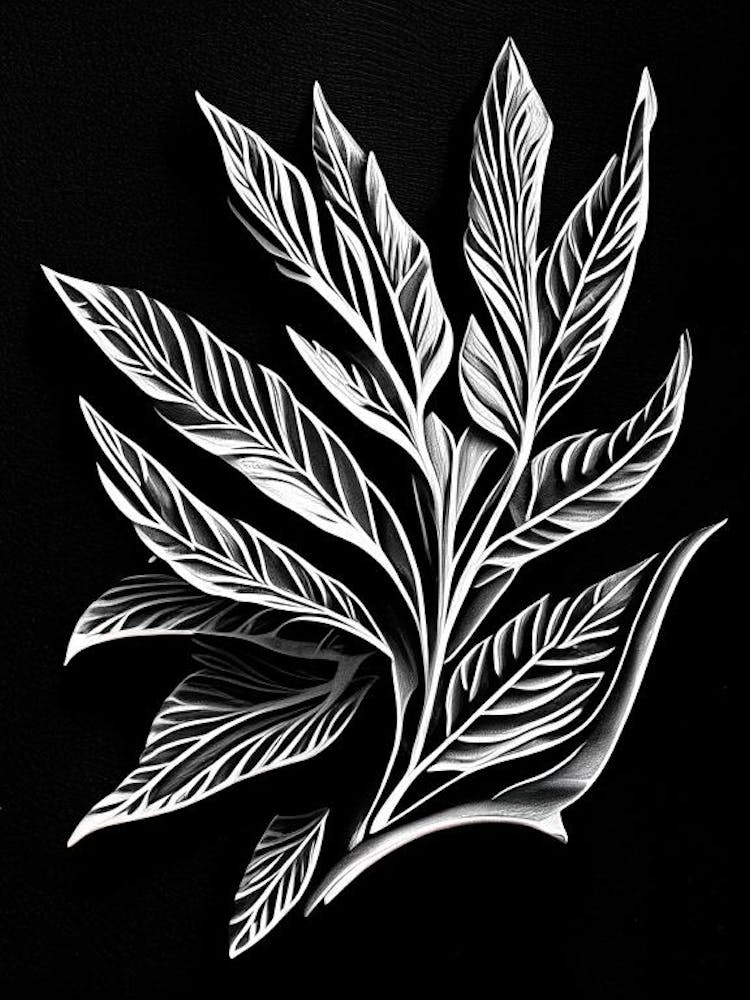 Tarragon Leaf Linocut 3