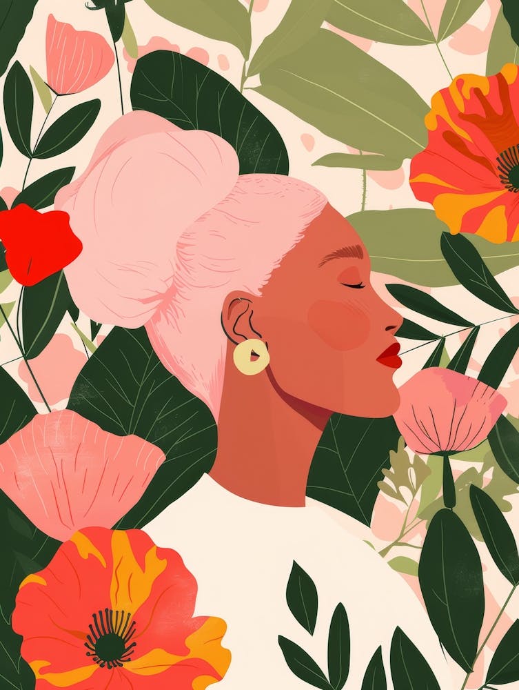 Black Girl With Flowers 4