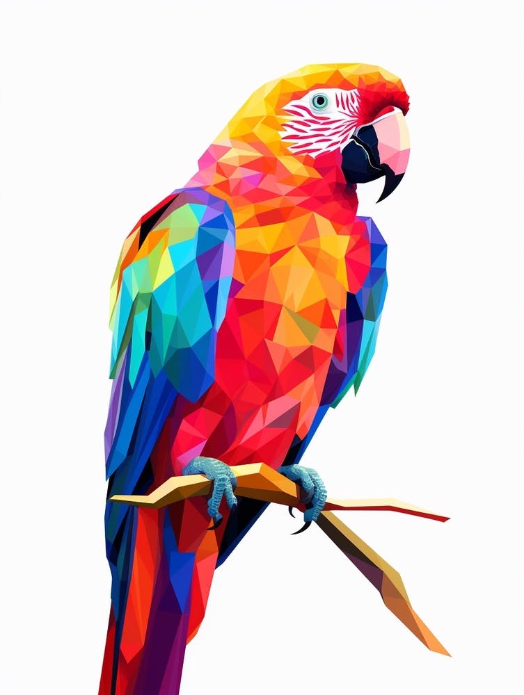 Perroquet 3 - Oiseau géométrique coloré