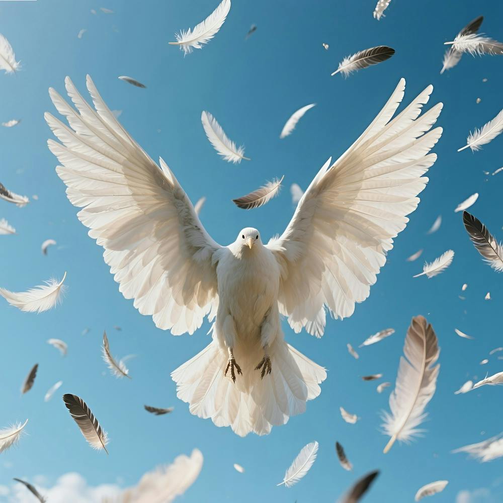 Colombe Blanche Avec des Plumes