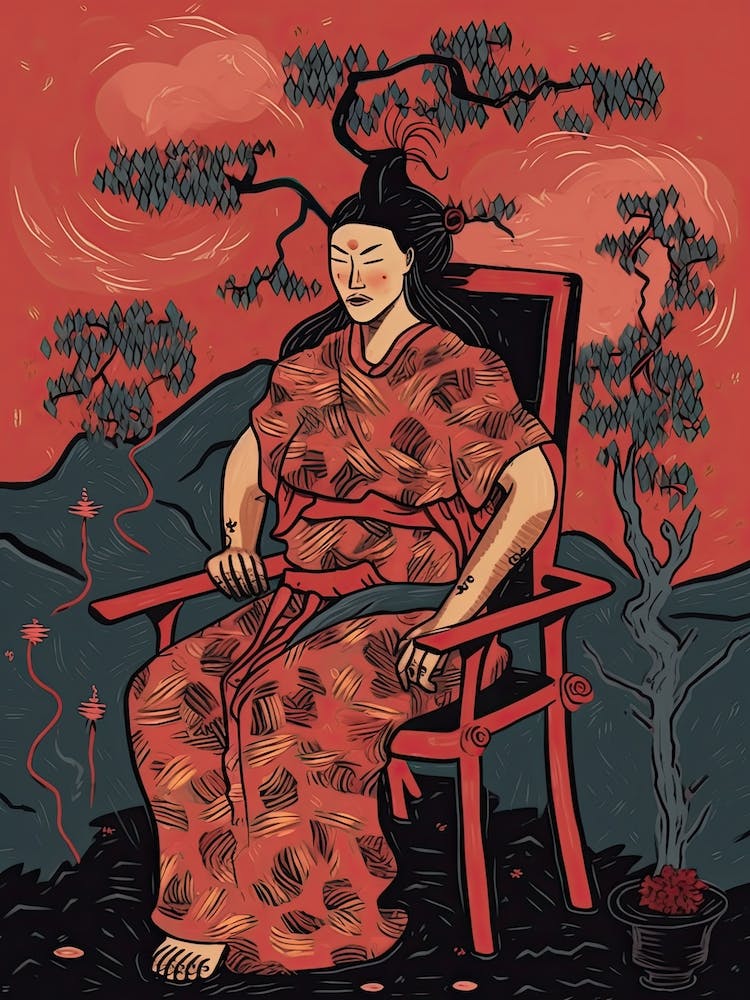 Samurai Illustration Floral 1