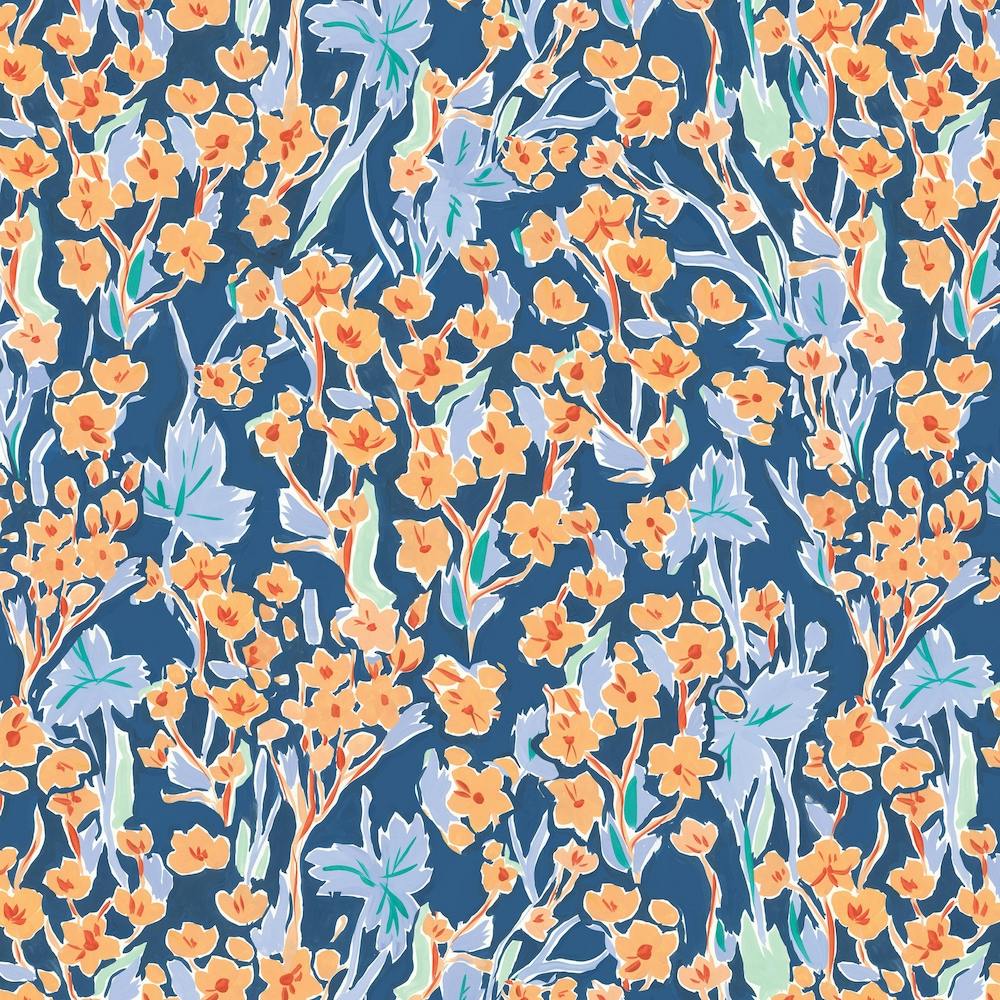 Peach Floral Print Square
