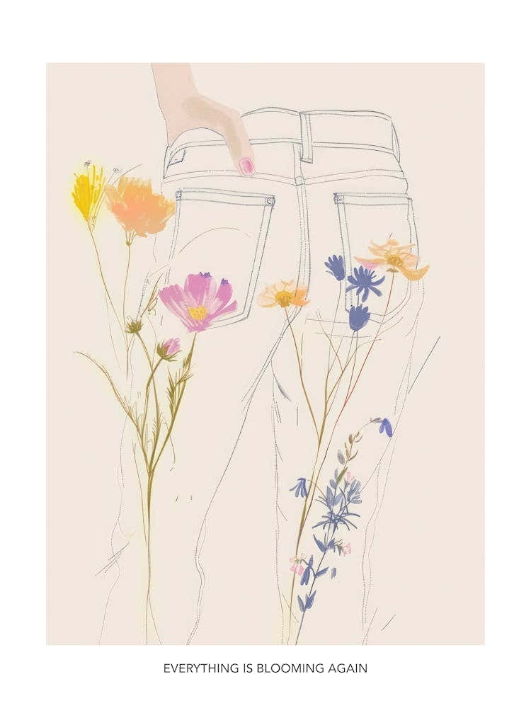 Everything Is Blooming Again Poster Jean Line Art Flowers 8