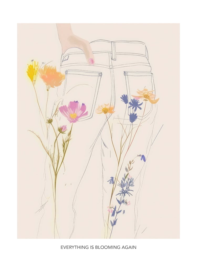 Everything Is Blooming Again Poster Jean Line Art Flowers 8