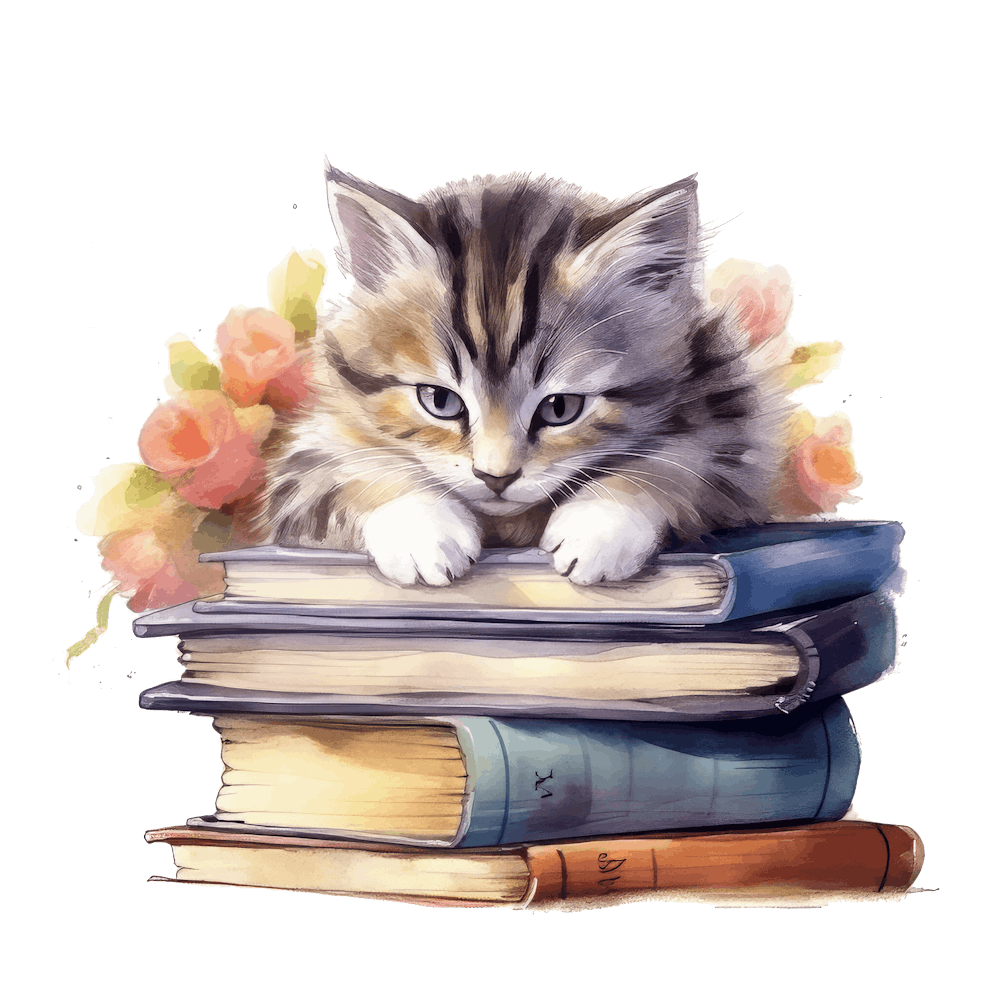 Cat Sleeping On Books 14