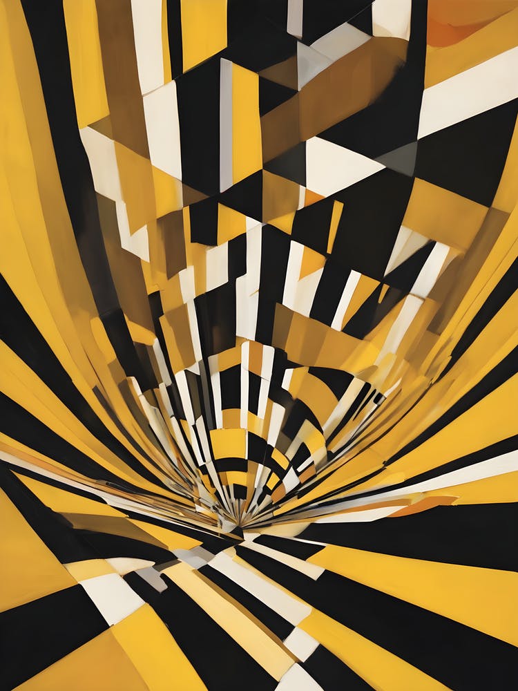 Void - Tunnel Abstract Art Deco Geometric Shapes Oil Painting Modernist Inspired Bold Gold Green Turquoise Red Face Visionary Fantasy Style Wall Decor Surrealism Trippy Cool Room Art Invoke Psychedelic