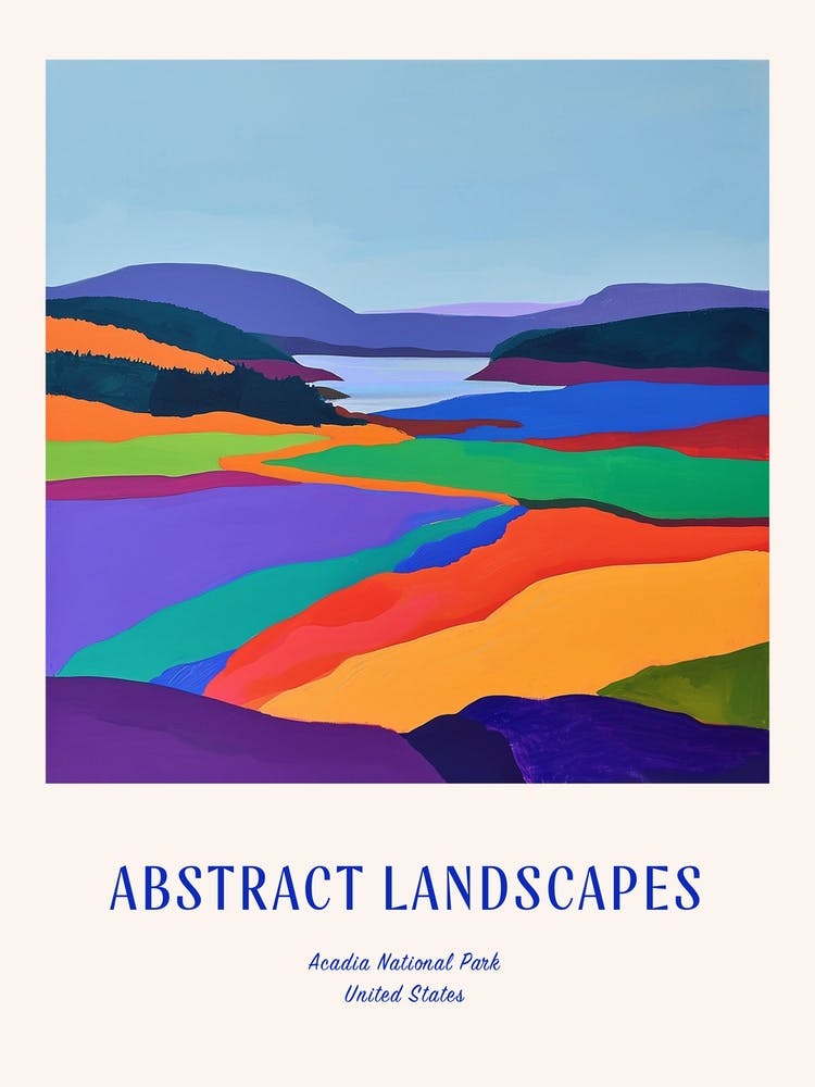 Colourful Abstract Acadia National Park Usa 3 Poster Blue