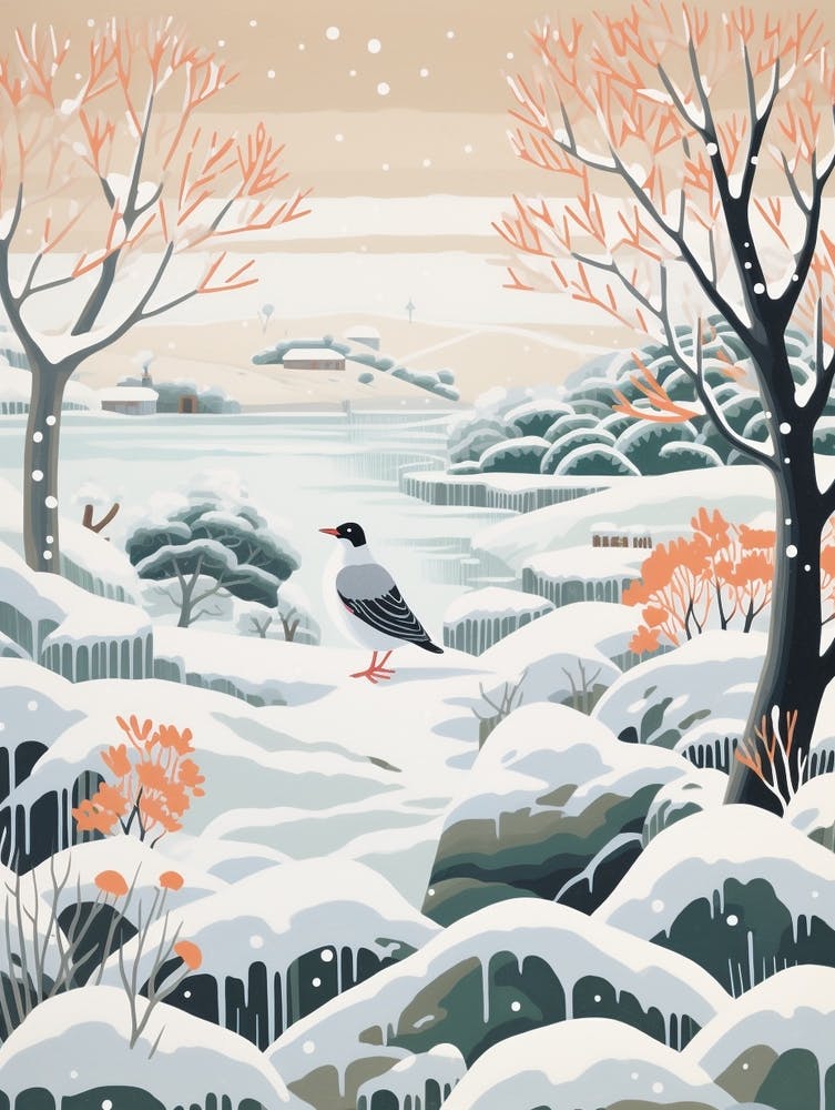 Winter Bird Painting Pigeon 1