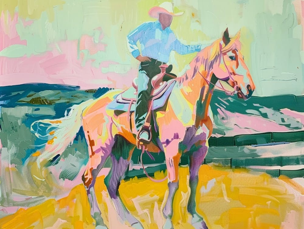 Neon Cowboy In Montana Painting