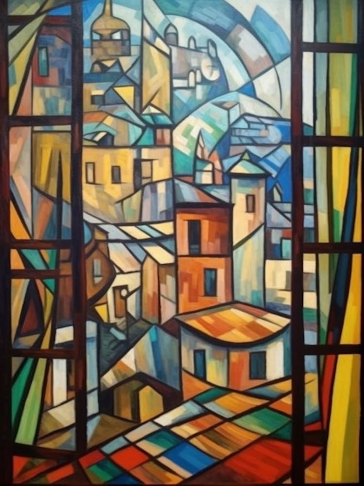Window View Of Seoul South Korea Im Stil des Kubismus 2